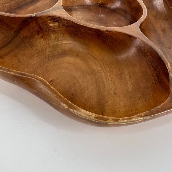 Monkey Pod round divided tray vintage - Picture 6 of 8